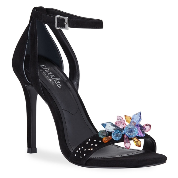 🌺 NEW Charles David Rainey Jeweled Suede Sandal - Picture 1 of 3